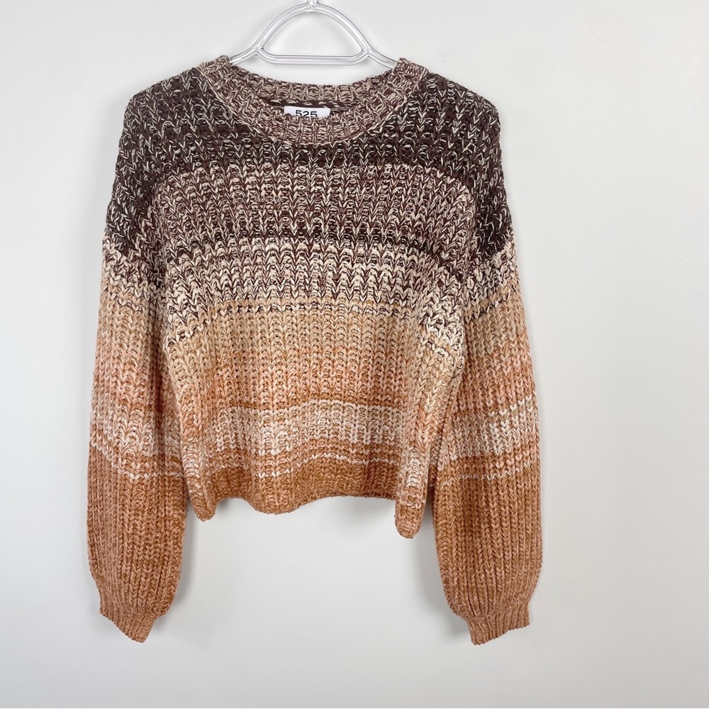 525 America x Revolve Marled Pullover Sweater Cocoa Multi Size Small